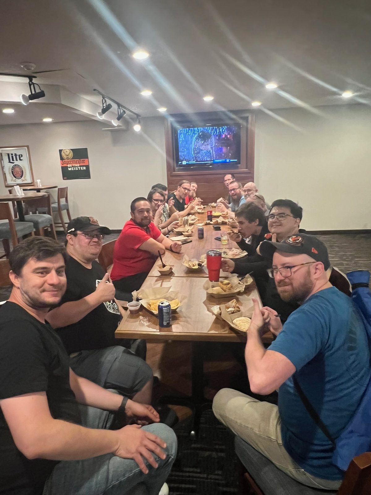 Group of attendees gathered for dinner