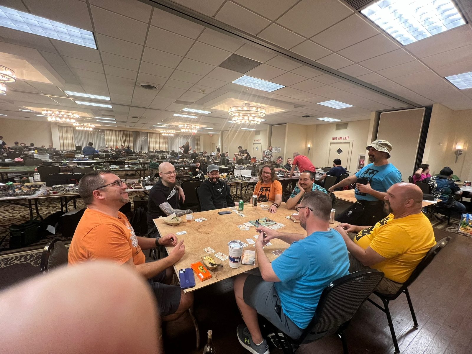 Wide view of the Kings of War tournament hall