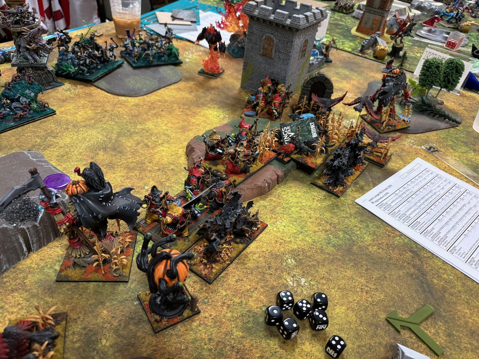 Halloween-themed Kings of War battle in progress
